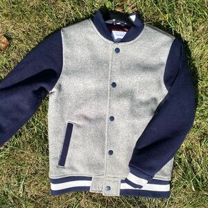 NWOT OLD NAVT FELTED WOOL BLEND BASEBALL BOMBER VARSITY JACKET. GIRLS L WOMEN XS